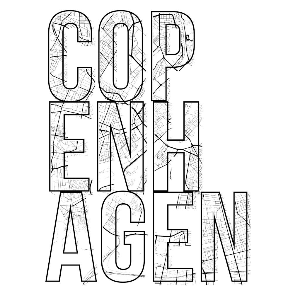 Copenhagen Street Map Typography Square