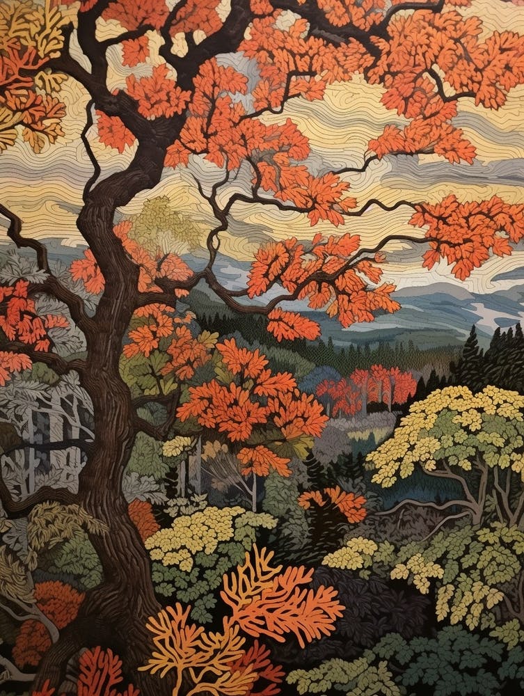 American Chestnut 2 Vintage Autumn Tree Print