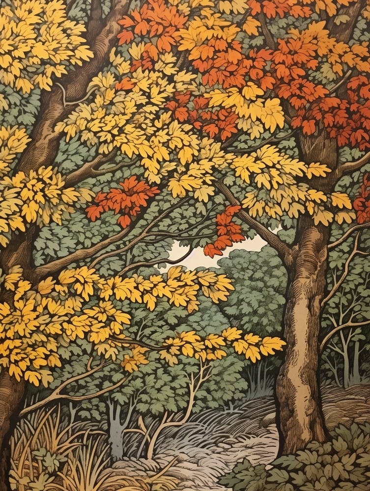 Alder 2 Vintage Autumn Tree Print 