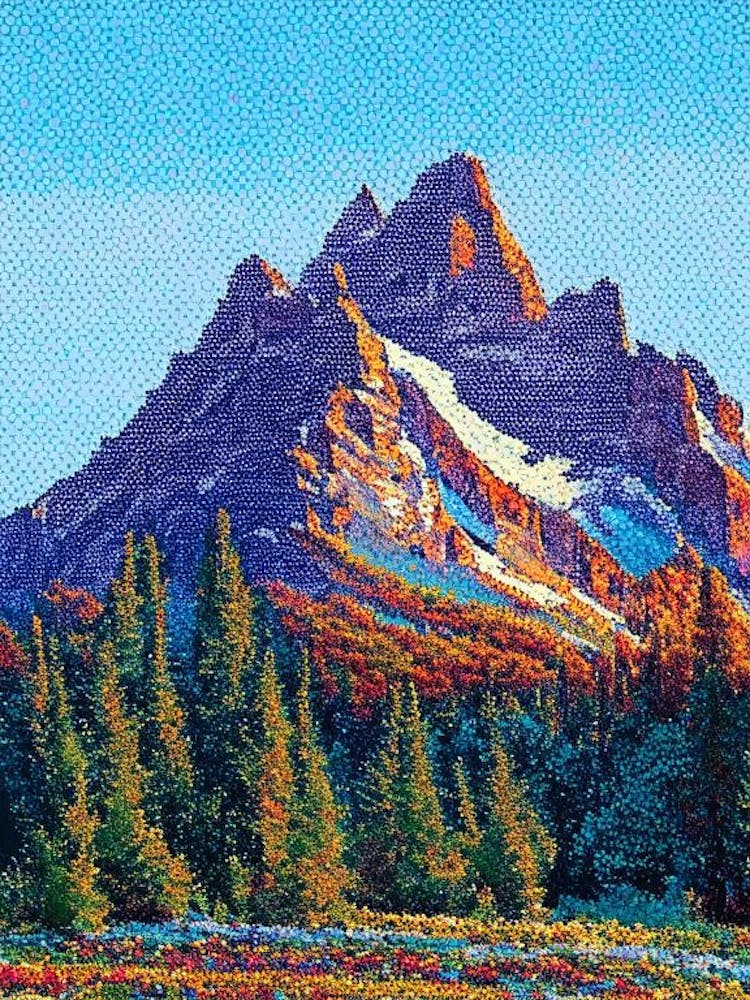 Grand Teton National Park United States Of America Pointillism