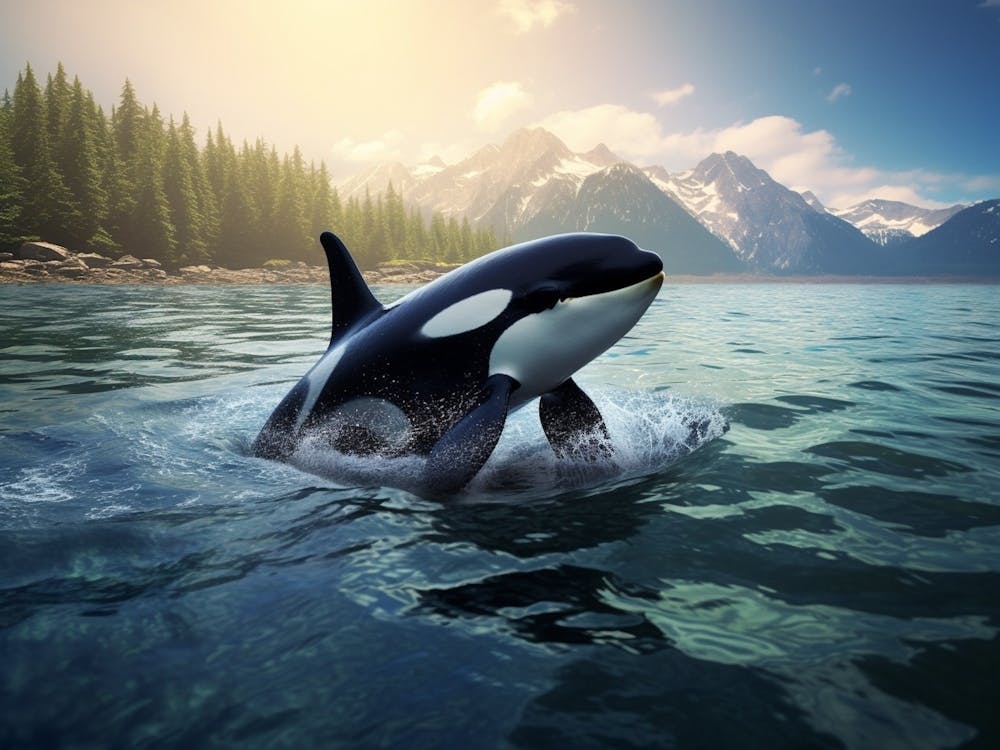 Realistic Orca Whale Photography Splashing Out Of Water