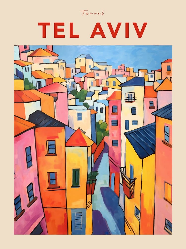 Tel Aviv Israel Fauvist Travel Poster