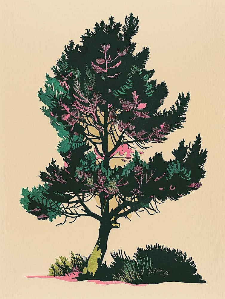 Juniper Tree Colourful Illustration 2