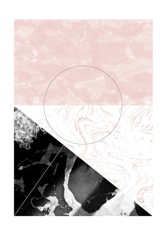 Rectangle Pink & Black Marble Abstract