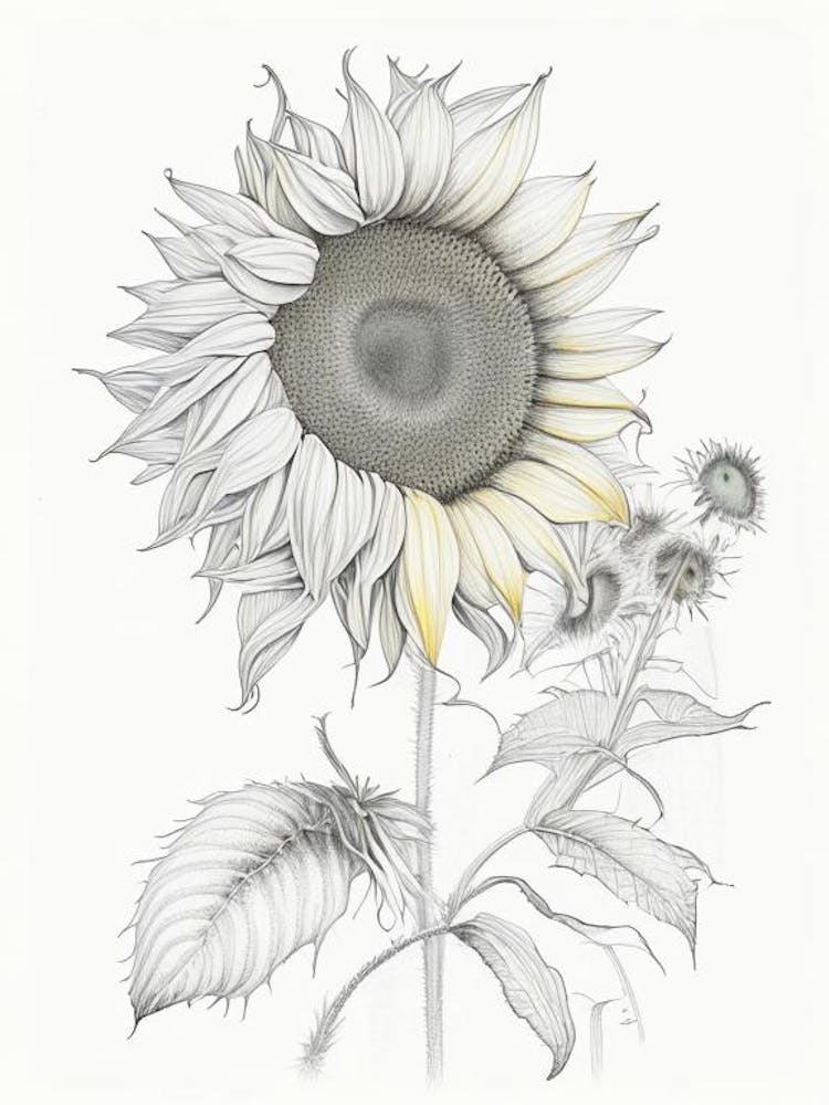 Sunflower Floral Quentin Blake Inspired Illustration 3 Flower