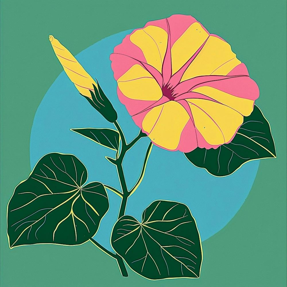 Morning Glory 1 Square Flower Illustration