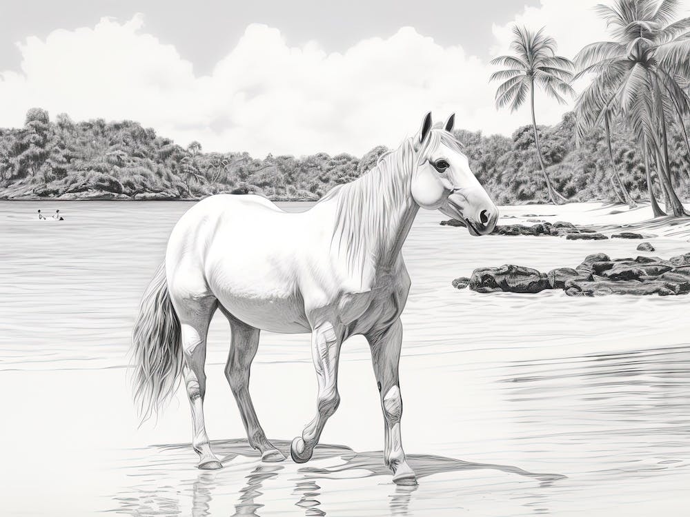 A Horse Oil Painting In Anse Lazio, Seychelles, Landscape 4