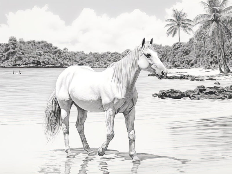 A Horse Oil Painting In Anse Lazio, Seychelles, Landscape 4