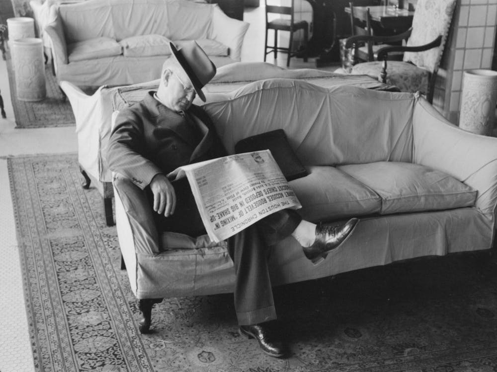 Man Asleep In Hotel Lobby, Taylor, Texas By Russell Lee
