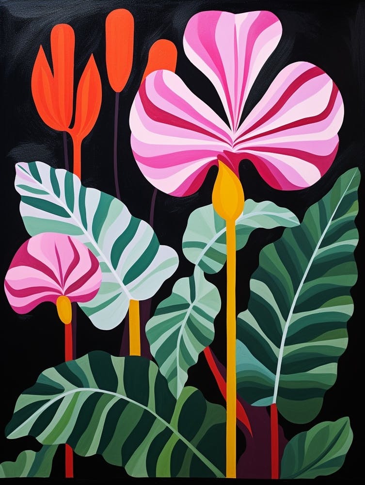 Cyclamen 2 Hilma Af Klint Inspired Flower Illustration