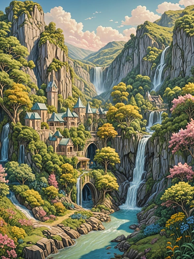 Fantasy Waterfall Village 1
