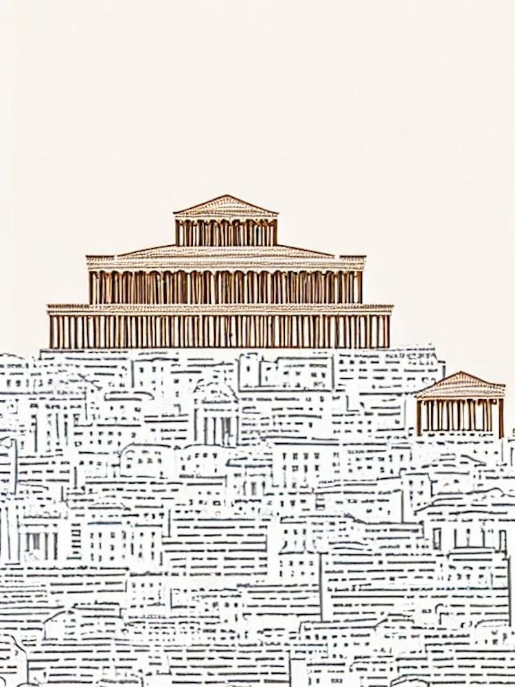 Acropolis Athens Boho Landmark Illustration