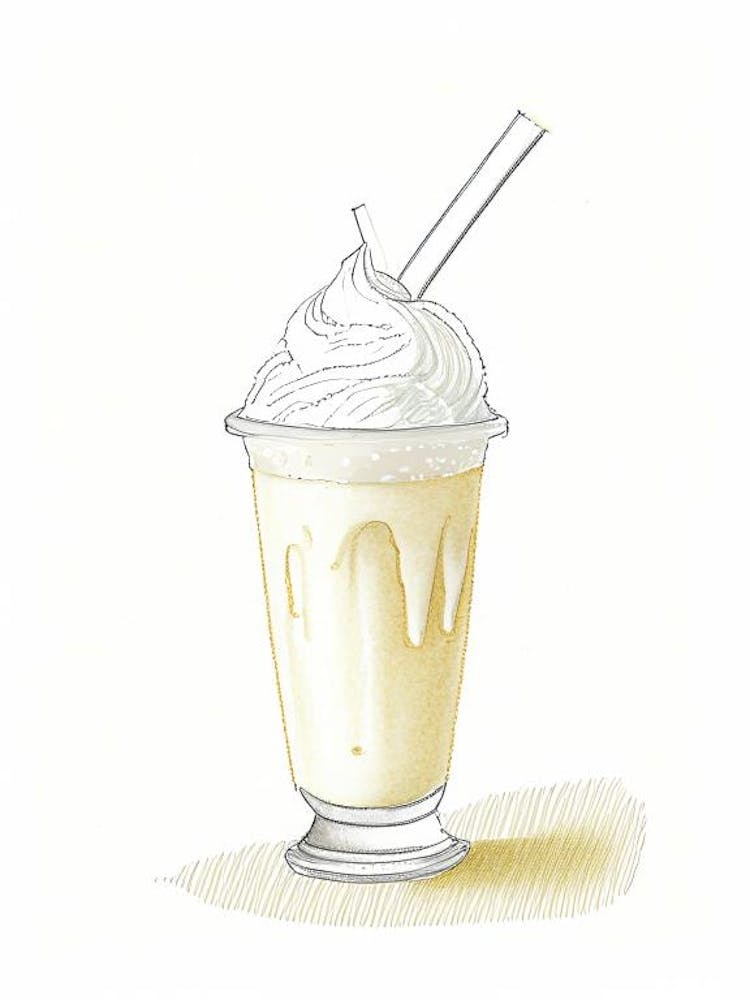 Vanilla Milkshake Dairy Food Pencil Illustration 2