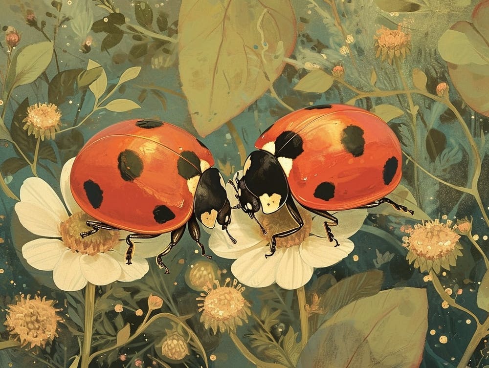 Floral Animal Illustration Ladybug 1