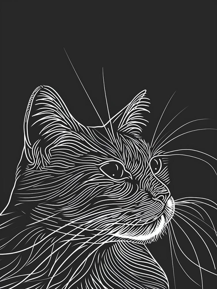Manx Cat Minimalist Illustration 2