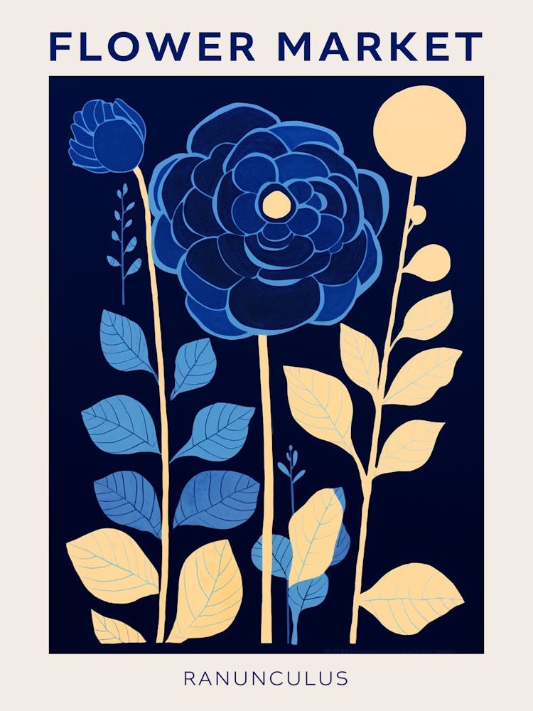 Blue Flower Market Poster Ranunculus 1