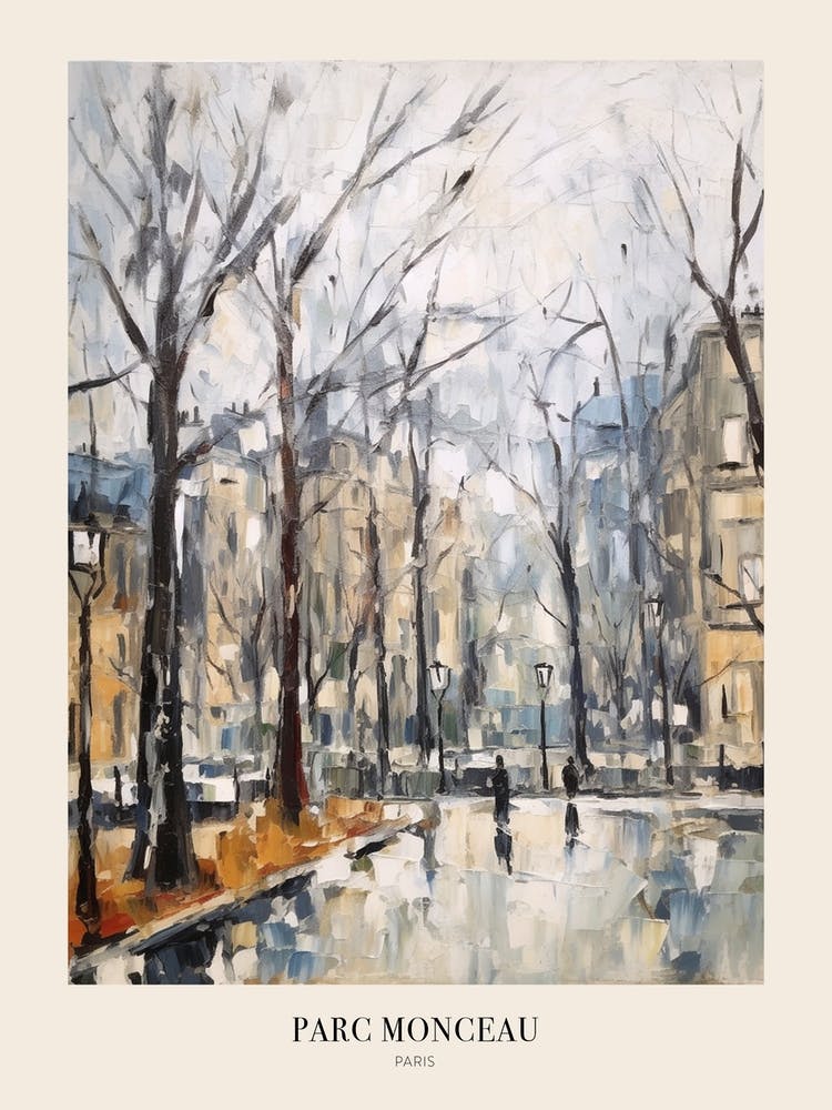 Winter City Park Poster Parc Monceau Paris France 1