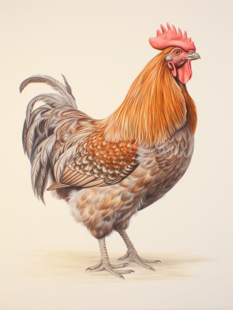 Vintage Bird Drawing Rooster 2