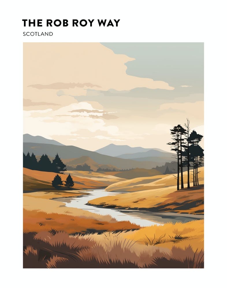 The Rob Roy Way Scotland 2 Hiking Trail Landscape Poster