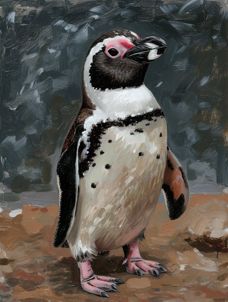 African Penguin Robben Island Oil Painting 3