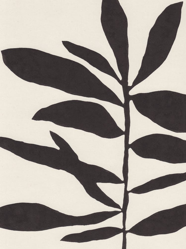Linocut Branch #3 / Black & White