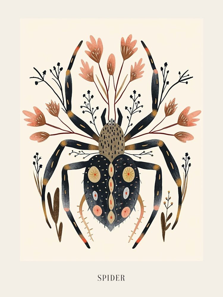 Farbenfrohe Insektenillustration Spinne 10 Poster