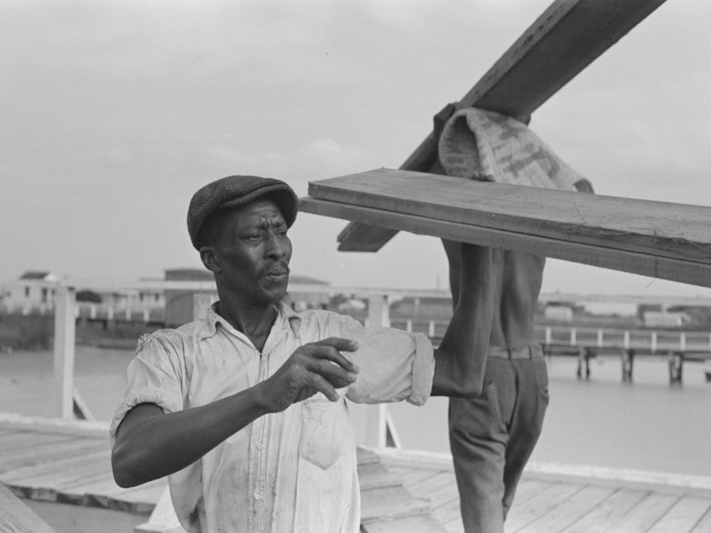 Stevedore Handling Lumber In Unloading Process, Pilottown, Louisiana, The El Rito By Russell Lee