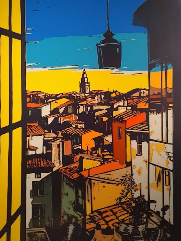 A Window View Of Barcelona In The Style Of Pop Art 1
