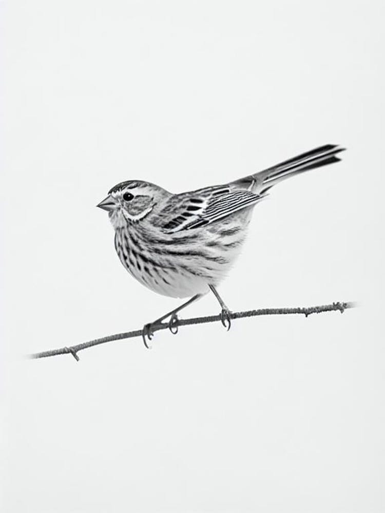 Yellowhammer B&W Pencil Drawing 1 Bird
