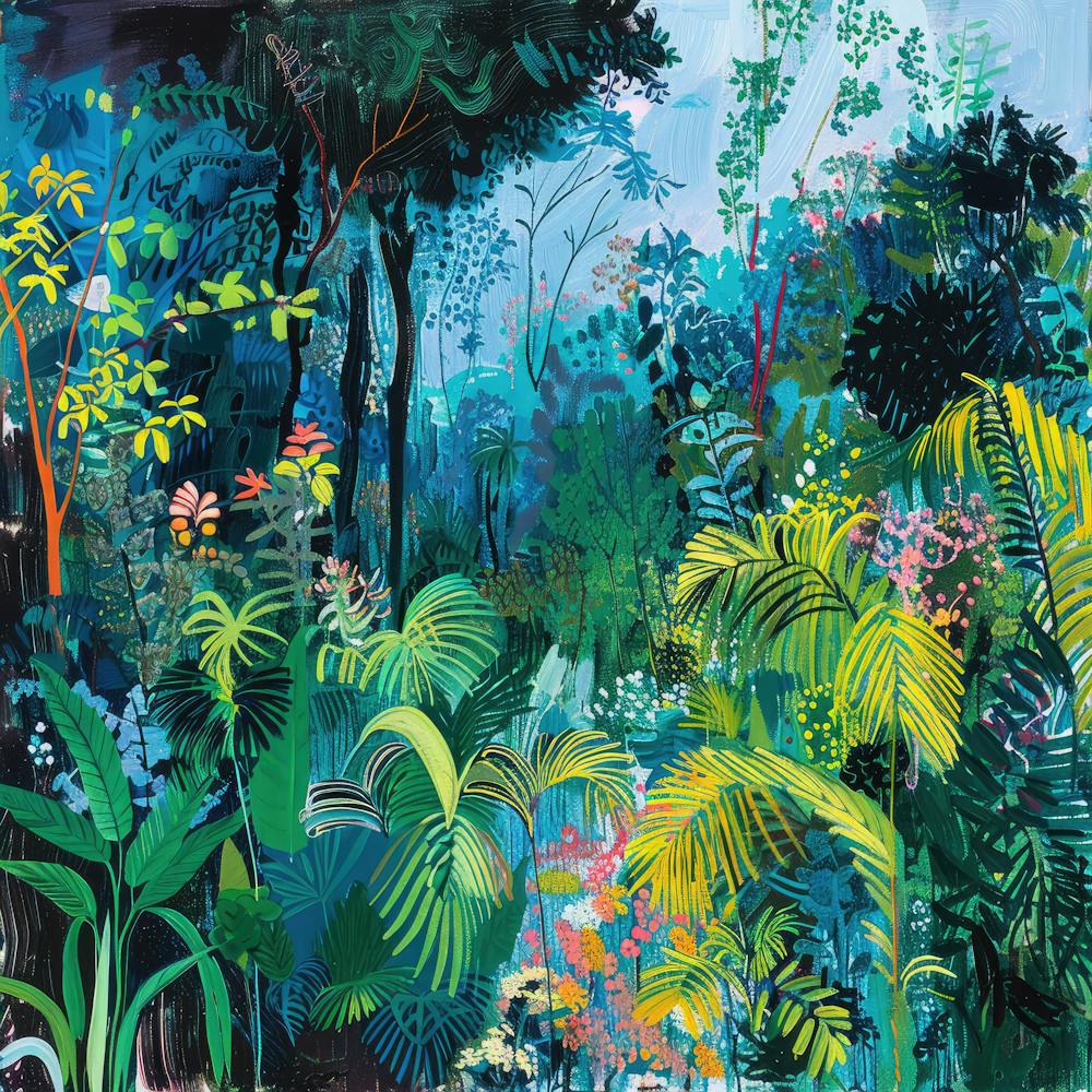 Amazon Rain Forest Series in Style of David Hockney 6