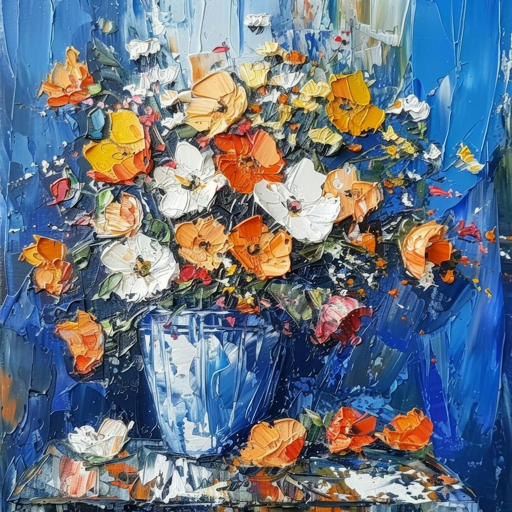 Mohnblumen in einer blauen Vase