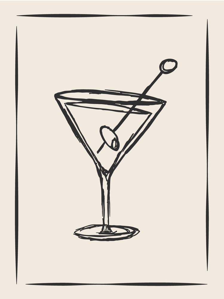 Martini Cocktail Cream and Black