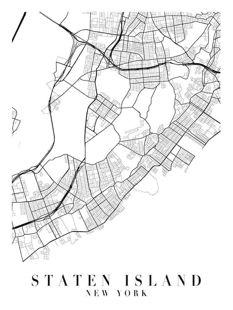 Staten Island New York Street Map Minimal