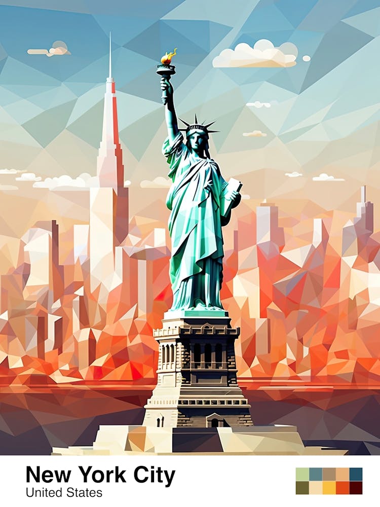 New York City, Usa, Geometric Illustration 4 Poster
