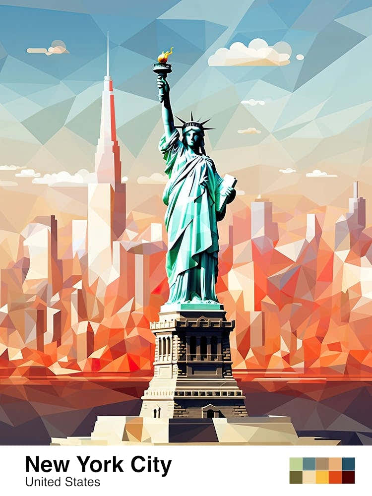 New York City, Usa, Geometric Illustration 4 Poster
