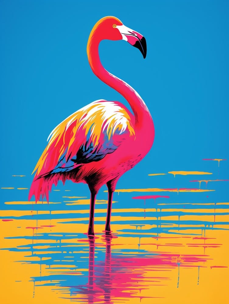 Andy Warhol Style Bird Greater Flamingo 3