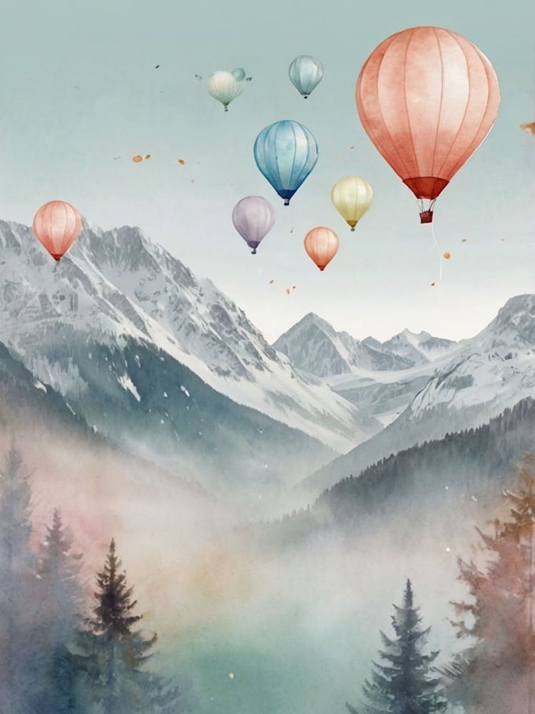 Hot Air Balloons In The Mountains