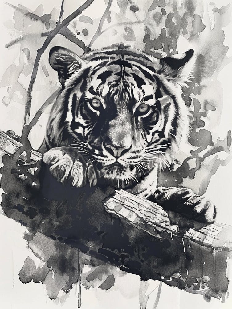 Zoo Austin Texas Black And White Watercolour 2