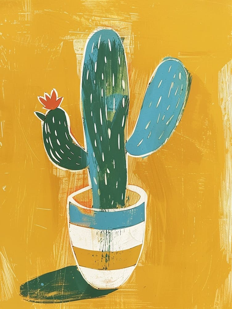 Easter Cactus Minimalist Block Print 5