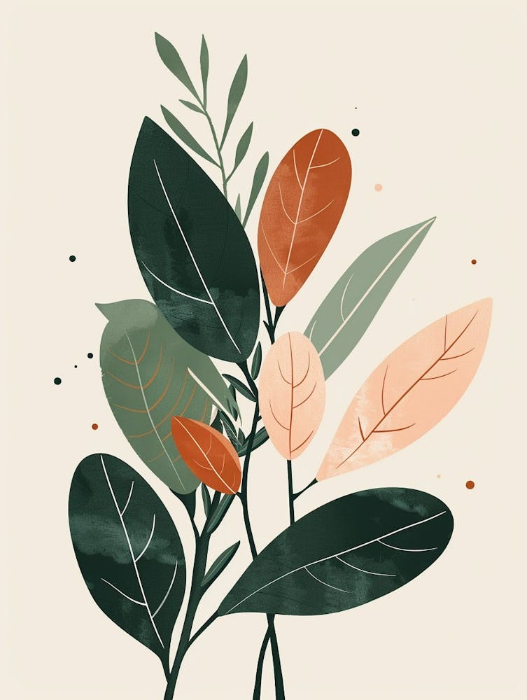 Chinese Evergreen Plant Minimalist Illustration 3
