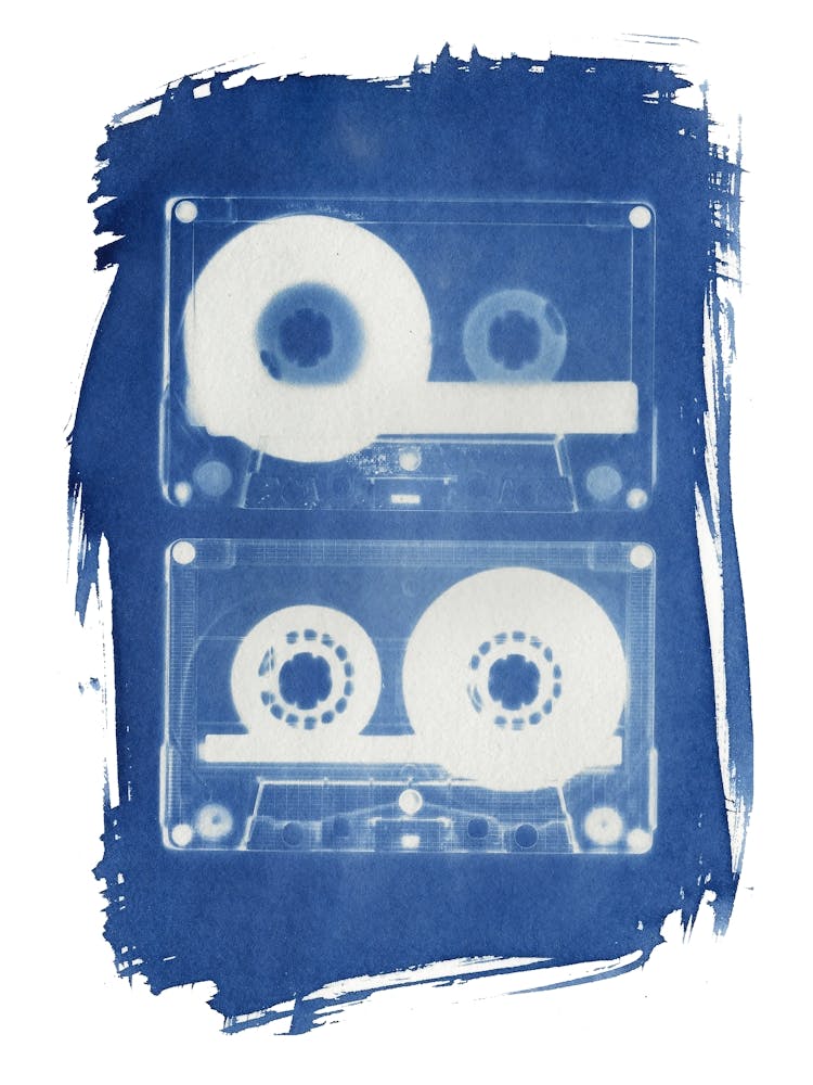 Retro Mixtape Cassette Tape Cyanotype