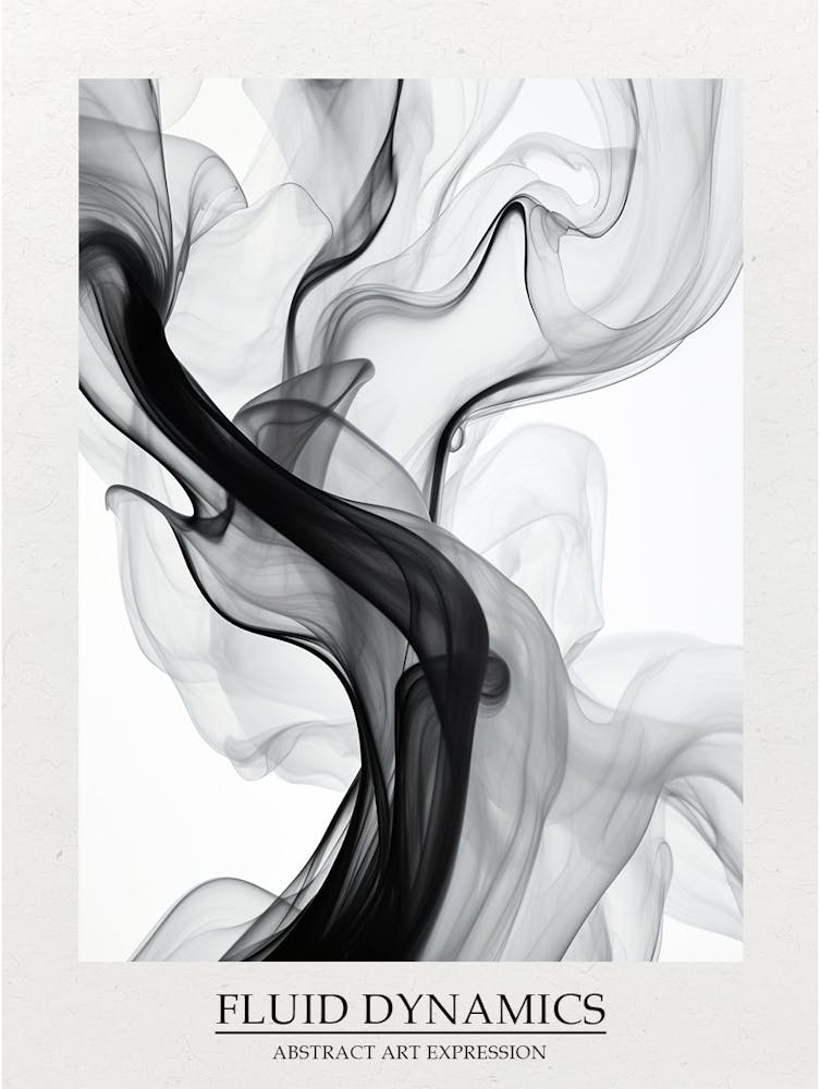 Fluid Dynamics Abstract Black And White 5 Poster