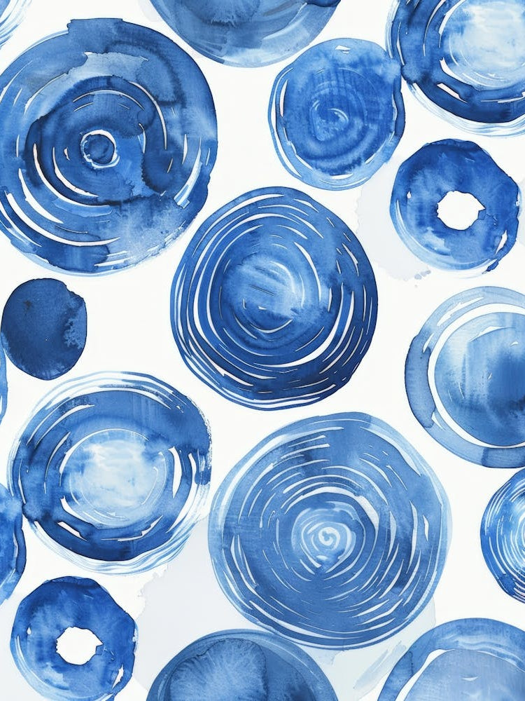 Blue Watercolor Circles 6