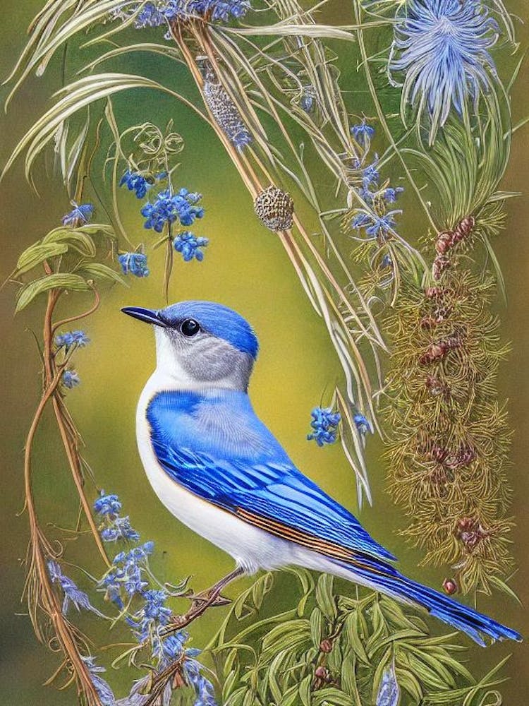 Bluebird Haeckel Style Vintage Illustration Bird