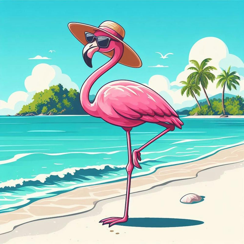 Pink Flamingo On The Beach