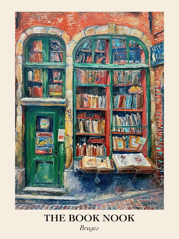 Brügge Bücherwinkel Buchhandlung 2 Plakat