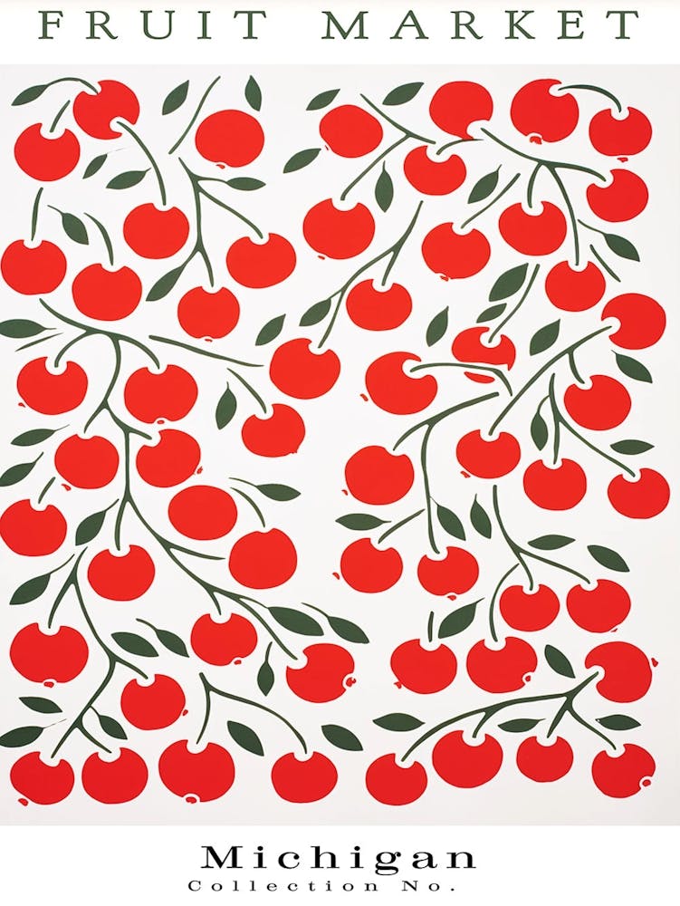 Cherries Fruit Poster Gift Michigan Market