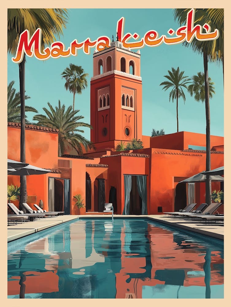 Marrakech - Mid-Century Travel Poster