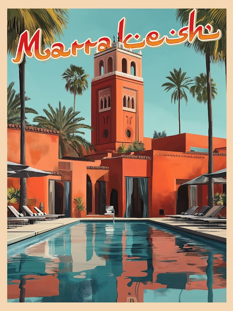 Marrakech - Mid-Century Travel Poster