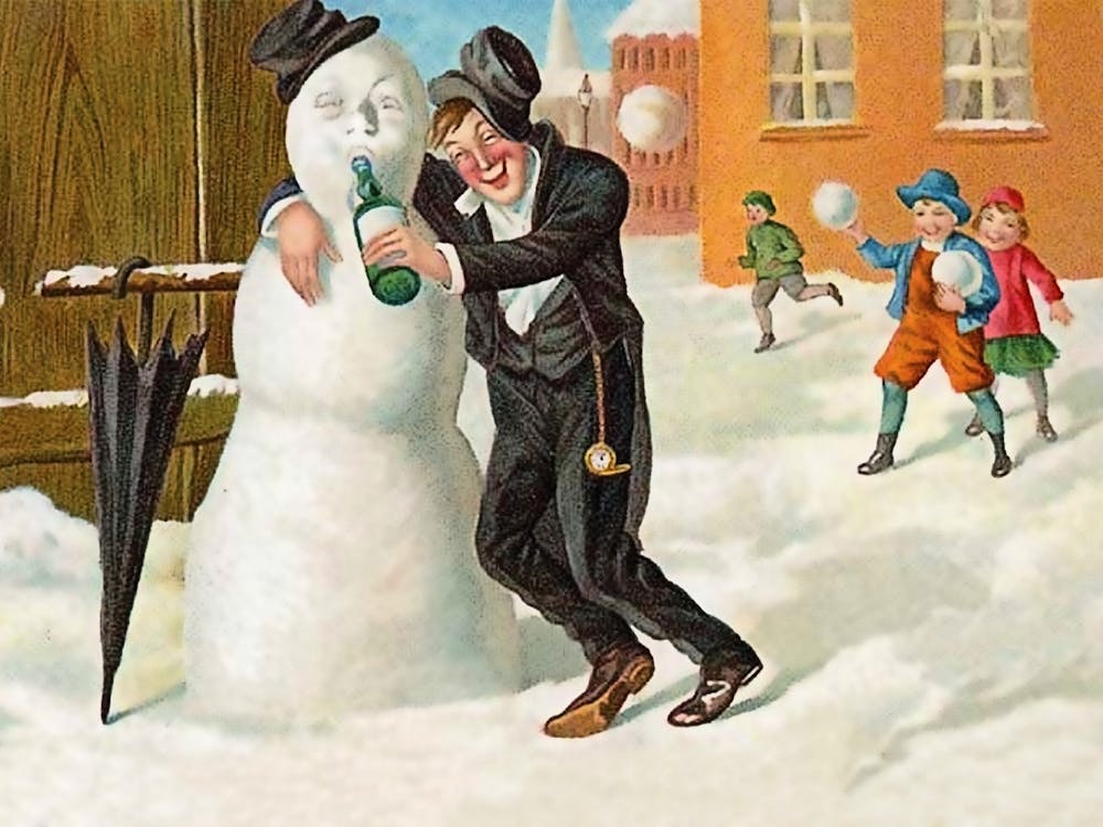 Drunk Man And His New Founded Friend, Funny Holiday Poster